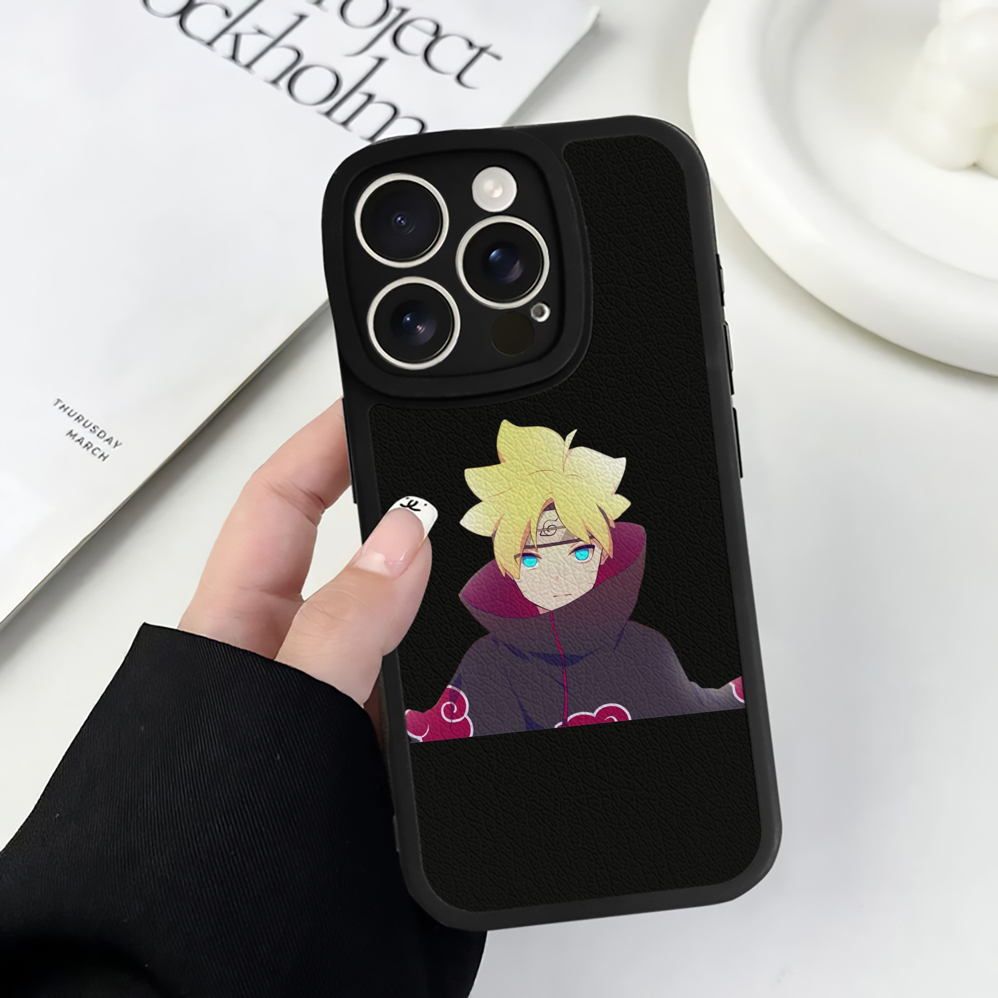 （画像用） NARUTO -ナルト- うずまき ボルト Uzumaki Boruto 【iPhone 16シリーズ対応】シリコンスマホケース（レザー調） 材質：シリコン